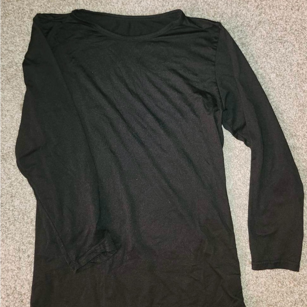 Women's Black Long Sleeve Crewneck Tee